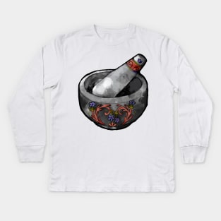 Kitchen Witch mortar and pestle sticker Kids Long Sleeve T-Shirt